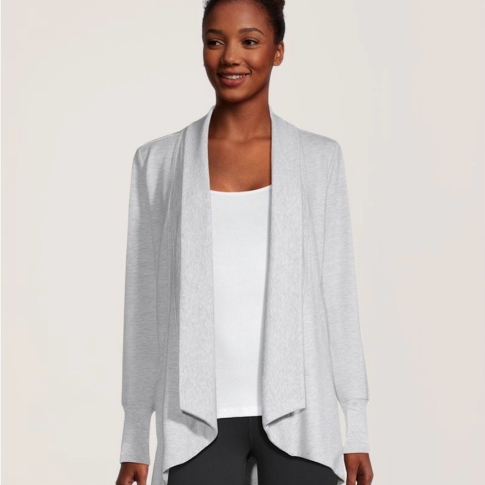 Bright White Cardigan Sweater with Elegant Draped Front
